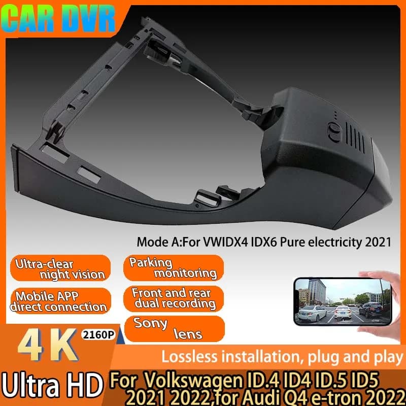 For Volkswagen ID.4 ID4 ID.5 ID5 2021 2022, for Audi Q4 e-tron 20224K HD Plug And Play Wifi Car DVR 2160P Video Recorder DashCam