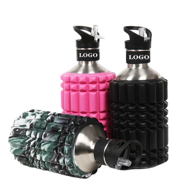 Elegante Bottiglia d'Acqua in Acciaio Inossidabile, Accessori Multifunzionali per Fitness - Rullo in Schiuma per Yoga e Pilates, Palla da Massaggio