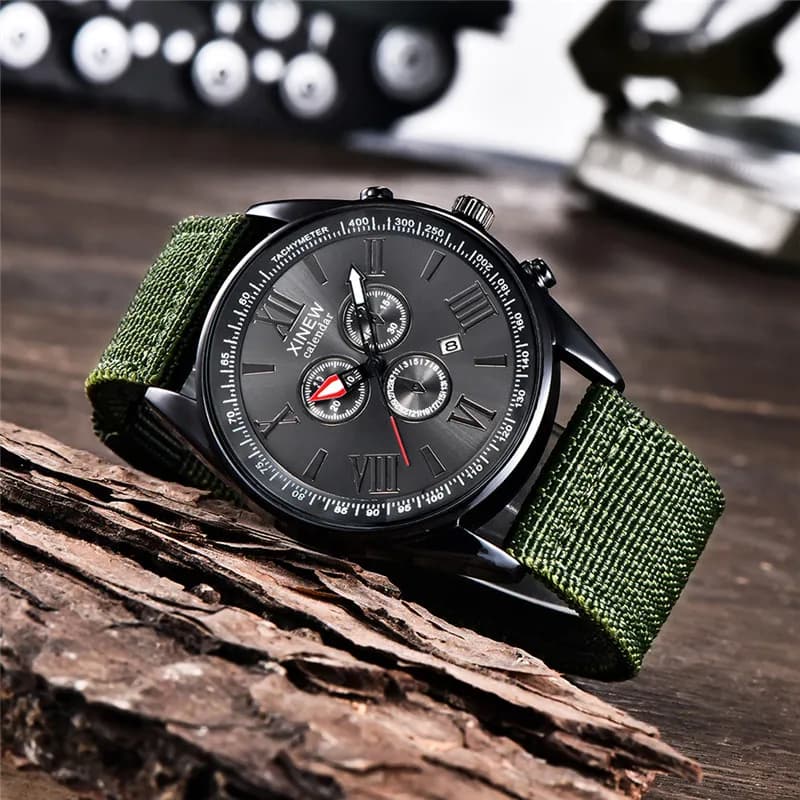 Original Men XINEW Brand Watches Students Black Fashion Nylon Strap Sports Gifts Date Quartz Watch Relogio Masculino Reloj Hombre