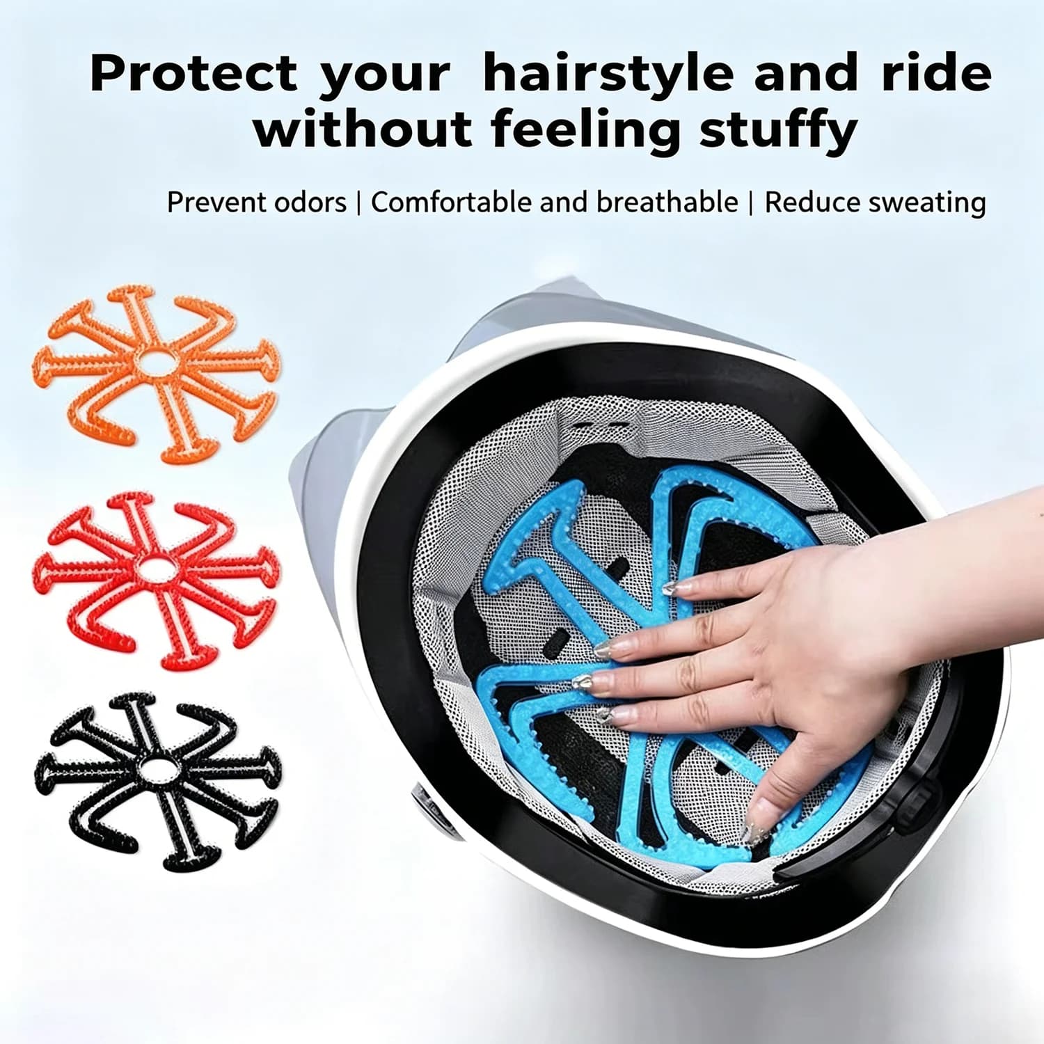 Rivestimento in silicone per casco da moto, flessibile, resistente alle deformazioni, per casco da ciclismo, per veicoli, ben ventilato