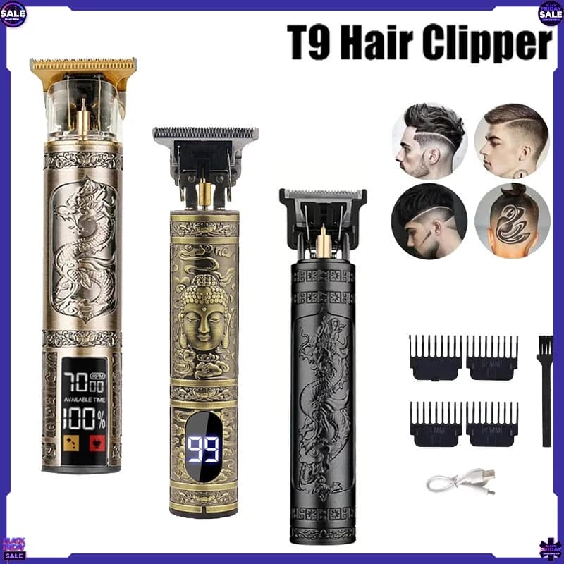Rasoio Elettrico Vintage T9 2026 per Taglio Capelli, Ricaricabile, Professionale da Barbiere per Uomo - Offerta Calda