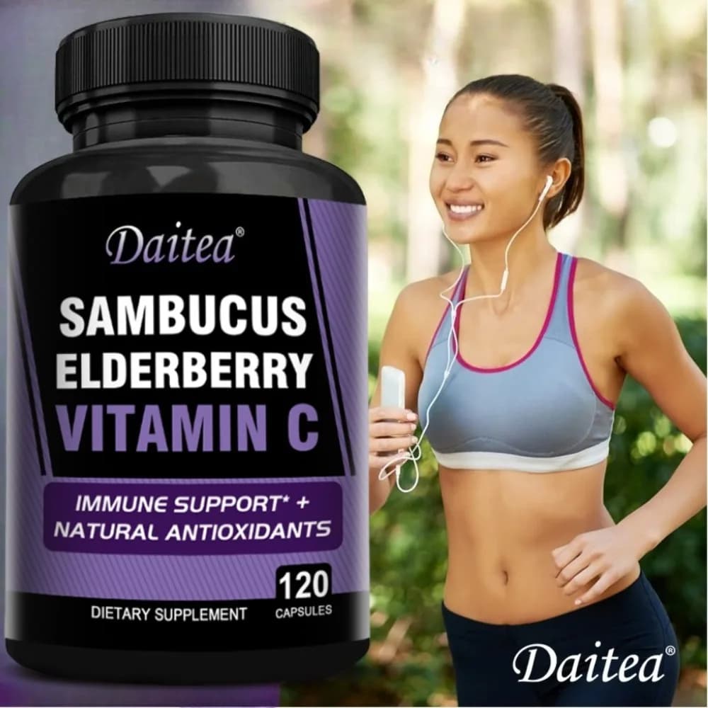 Elderberry Capsules - 500mg, Sambucus Black Elderberry, Vitamin C, and Zinc, 3-in-1 Immune Support Supplement for Adults