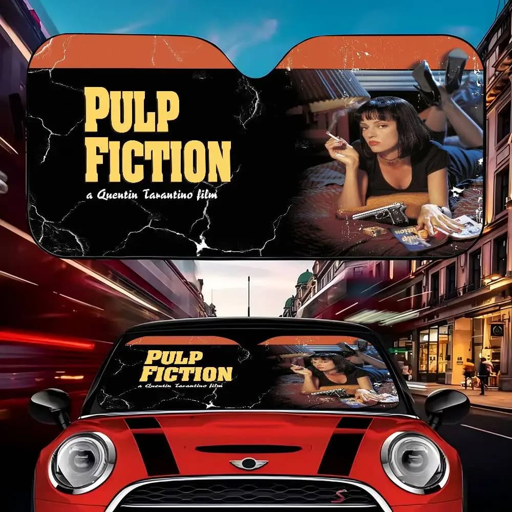 Parasole per parabrezza auto Black Comedy P-pulp F-fiction, parasole per finestrino anteriore