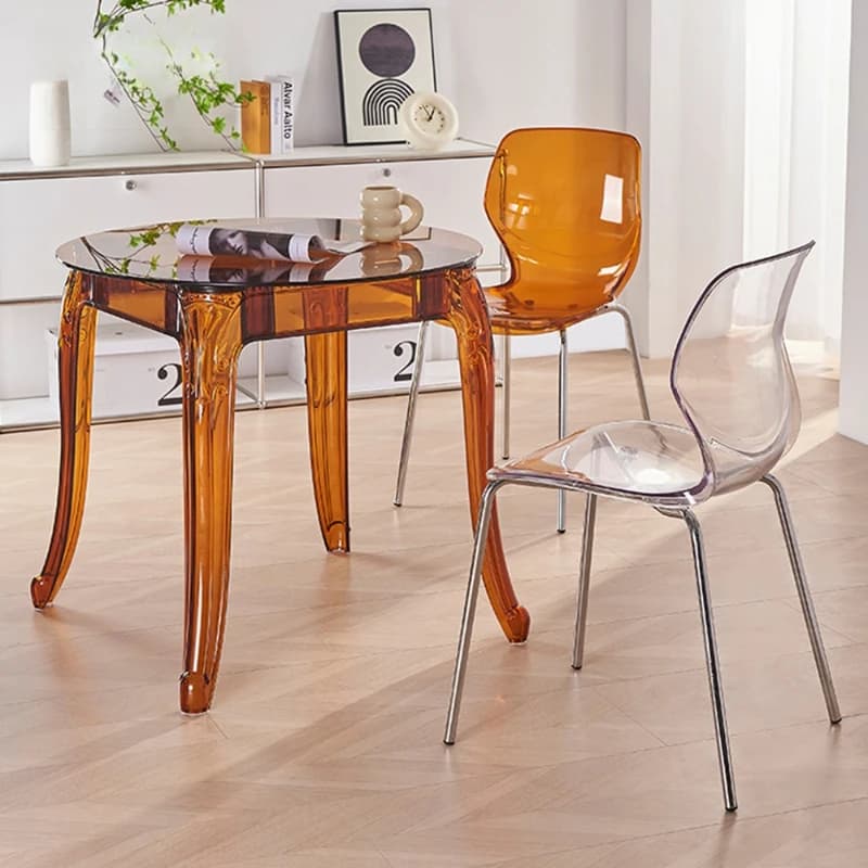 Sedia da pranzo scandinava in acrilico Gambe in metallo Sedile da balcone Schienale minimalista Sedia da ristorante Sedie da cucina per la casa salvaspazio