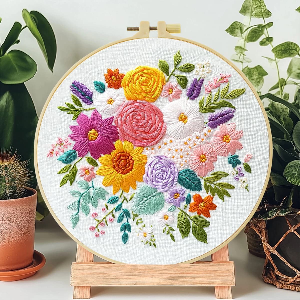 Kit iniziale per ricamo floreale Set punto croce fai-da-te per principianti Stampato cucito Arte Artigianato Pittura Decorazioni per la casa Arte dell'ago