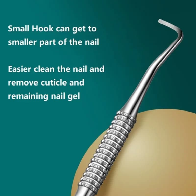 Gancio per manicure Spingipelle per cuticole Rimozione smalto per unghie Gel per unghie Pelapatate Raschietto Pedicure Pusher Strumento per podologia manicure per Nail Art