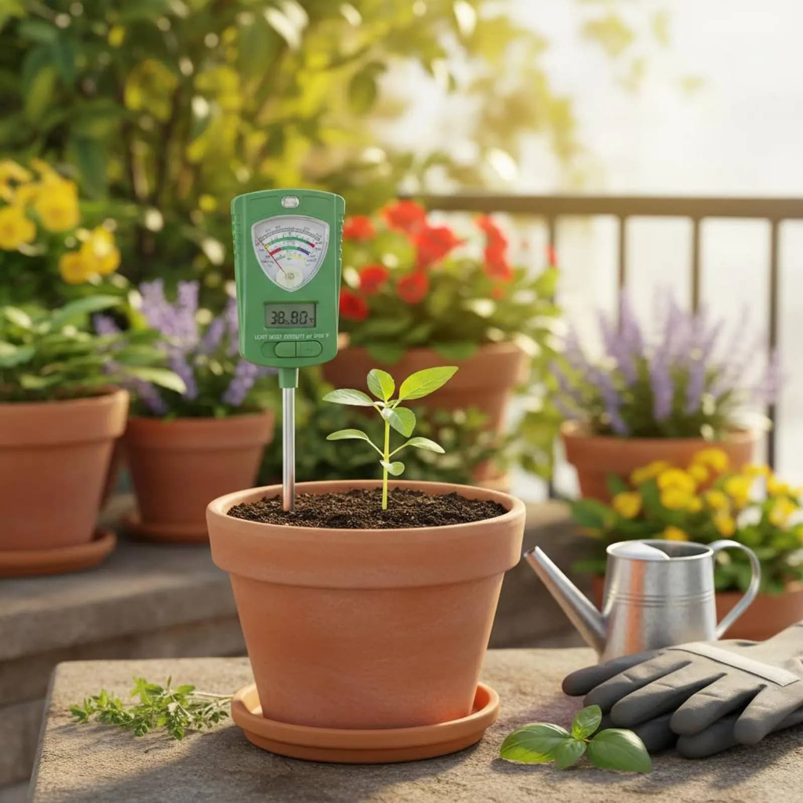 Tester del Suolo 7 in 1 Multifunzionale, Strumento di Misurazione per Piante, Facile da Usare con Schermo LCD per Piante in Vaso