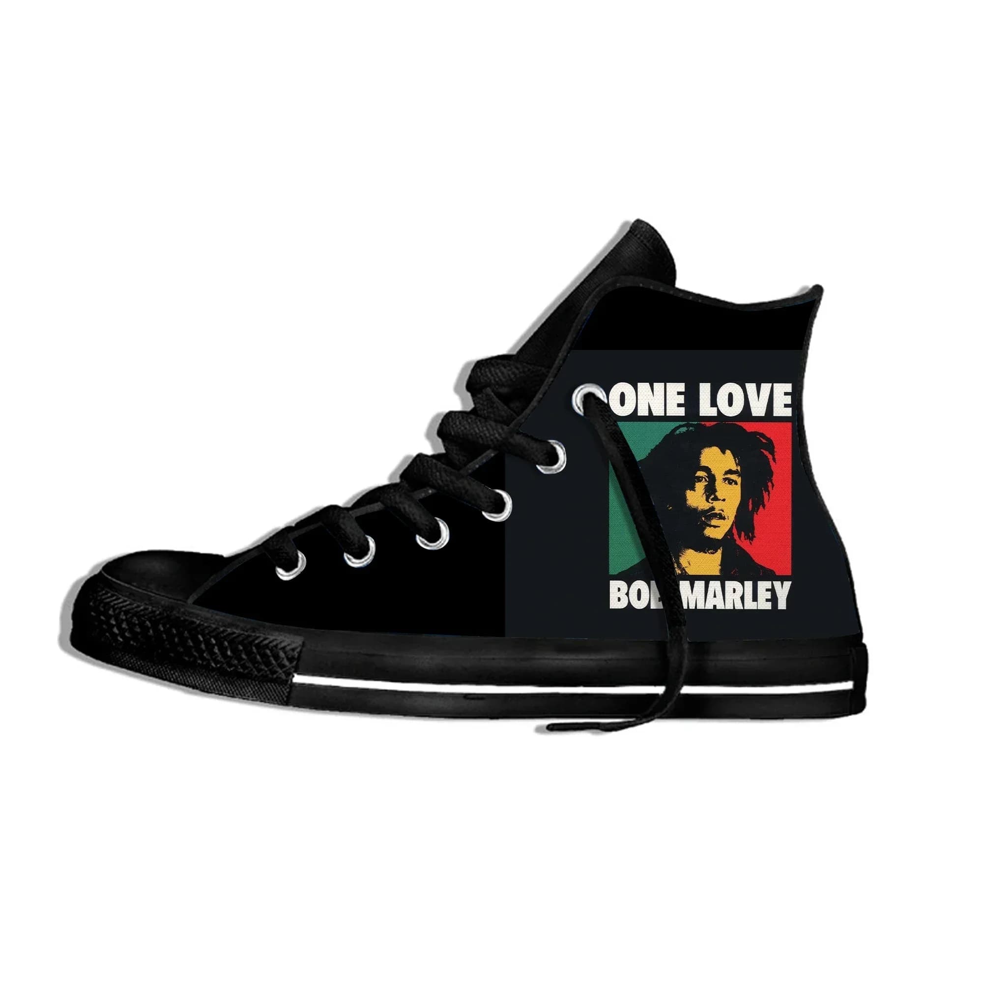 Legend Bob Marley Reggae Star Rasta Music Funny Fashion Scarpe alte in tessuto leggere e alla moda per uomo e donna, sneakers casual traspiranti