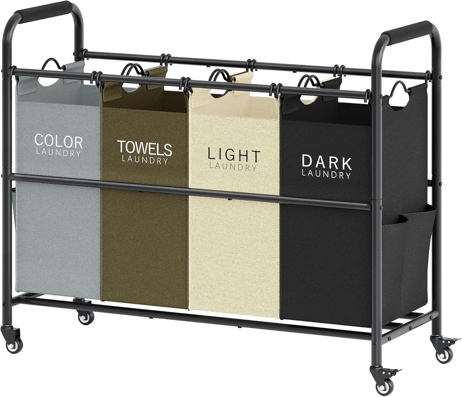 Trolley 4 Parts with Removable Bags, Wheels Lockable and Steel Frame Resistant in Different Colors