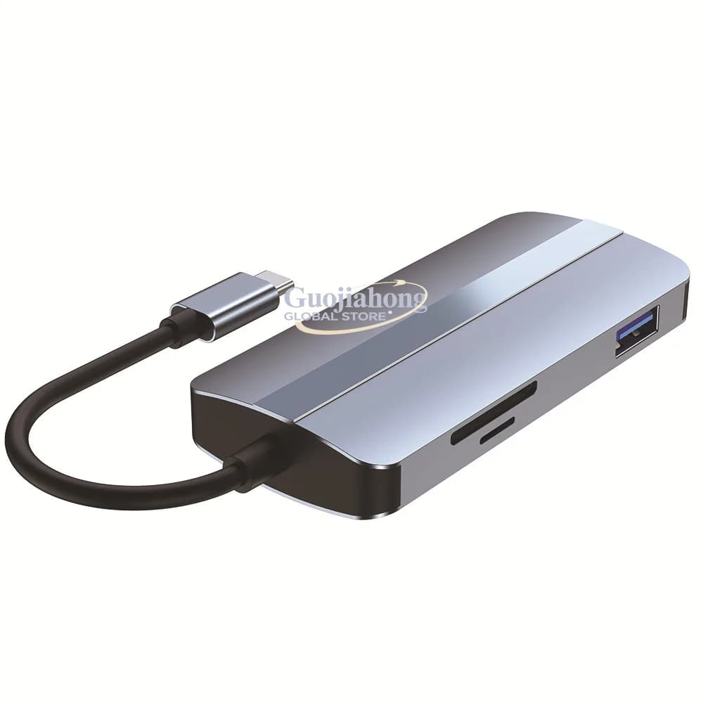 New cross-border USB hub 8-in-1 with wired network port, multi-interface computer docking station and mobile games with screen projection
