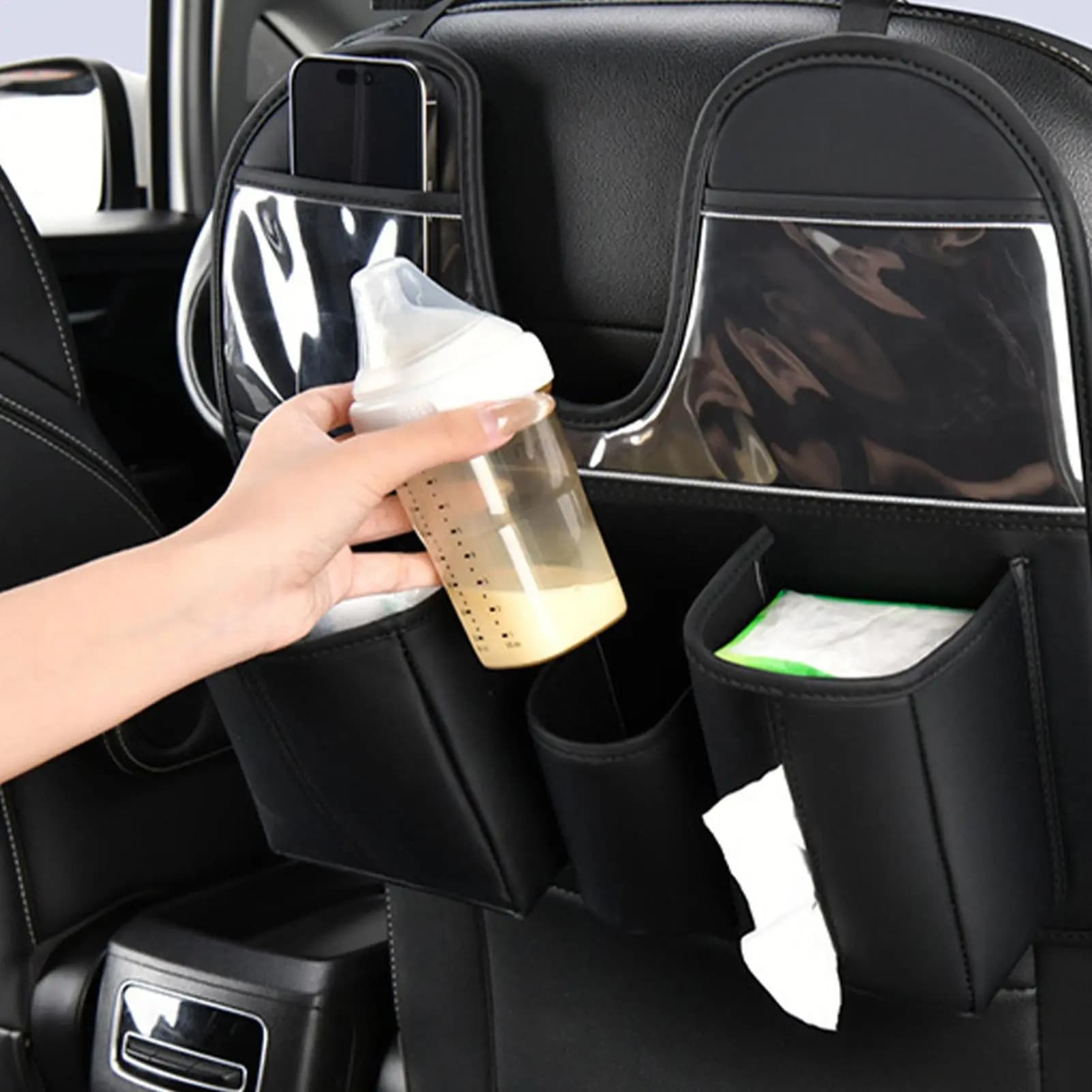 Organizer per sedile posteriore in pelle grande con portabicchieri dietro il sedile Organizzatore per auto Tappetini per SUV RV Camion Berlina Giocattoli per bambini Snack