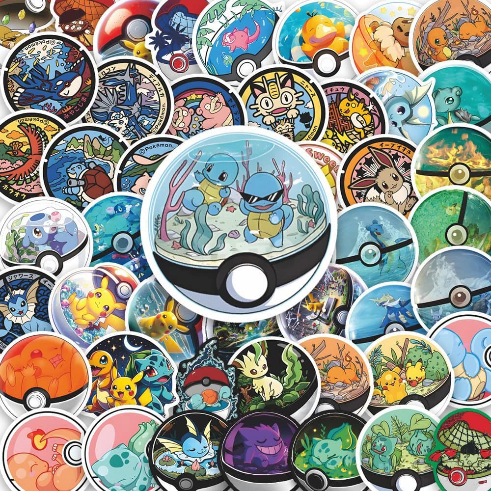 10/30/71 Pezzi Adesivi Divertenti Pokémon Anime Pikachu, Decalcomanie Cartoon Poke Ball, Adesivi Classici per Laptop, Telefono, Bici, Cancelleria, Giocattoli Fai-da-te