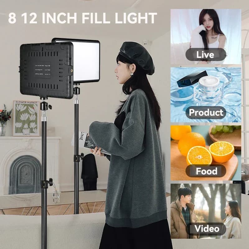 Luci LED per Studio, Illuminazione Portatile per Video, Kit per Fotografia, Riprese Video, Giochi, YouTube e TikTok