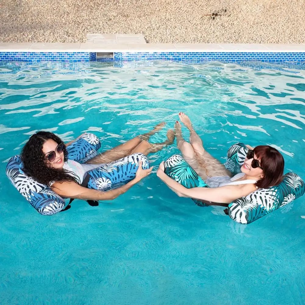 Sedia Galleggiante Pieghevole per Acqua, Lettino Gonfiabile da Piscina con Schienale per Spiaggia ed Estate, Amaca Galleggiante per Acqua