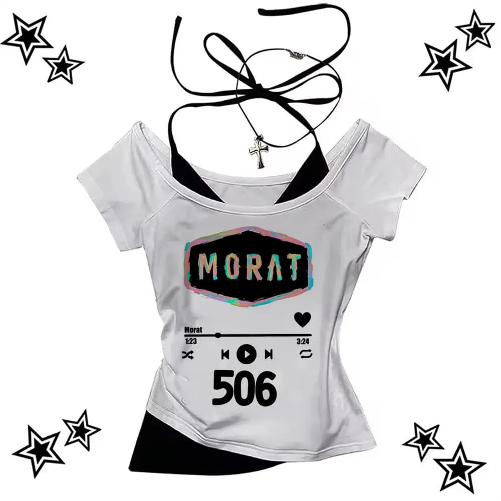 Morat top tees teen harajuku Retro Trendy anime Pastel University t shirt Digital Pop Culture Comfortable 2000s Retro graphic
