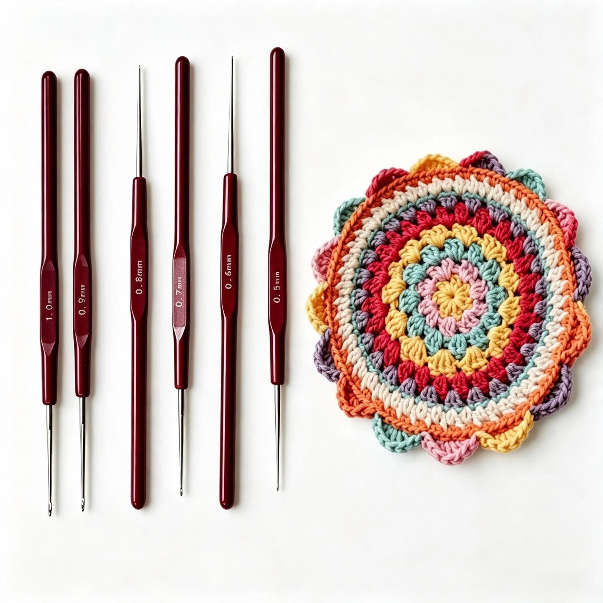 6pcs/set Lace Crochet Hooks Set with Steel Needles Plastic Handle for Craft DIY Beginners (0.5-1.0mm)