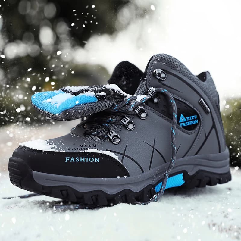 Stivali da neve invernali da uomo di marca Sneakers in pelle impermeabile stivali da uomo Super caldi stivali da trekking maschili all'aperto scarpe da lavoro
