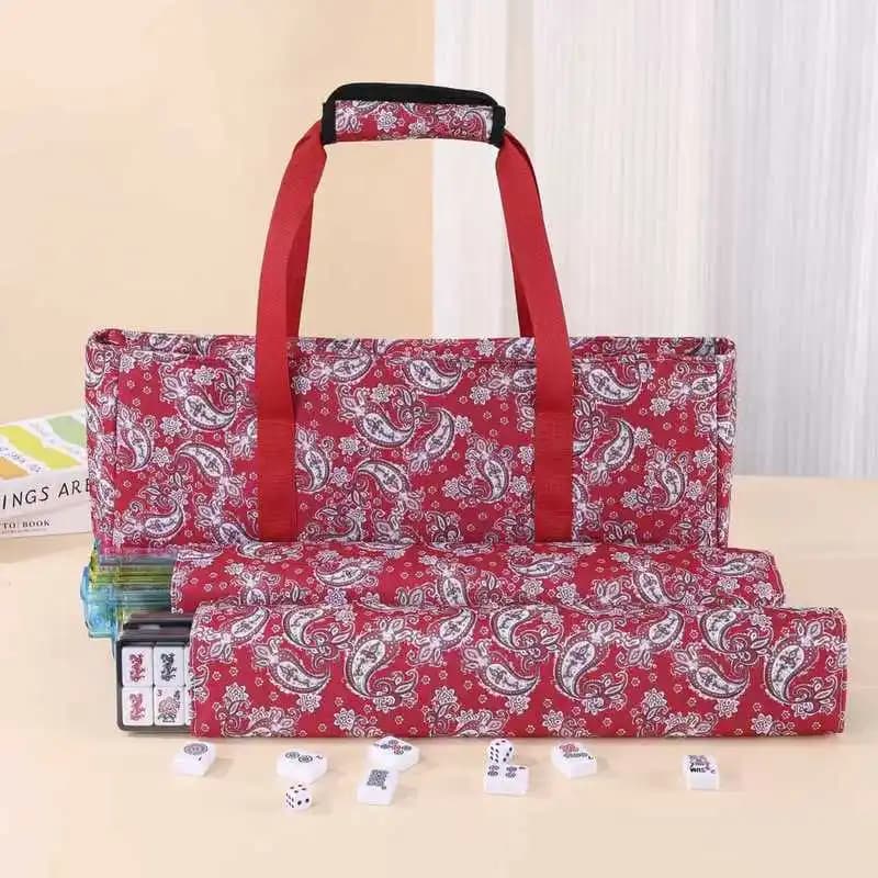Complete set of mahjong and makeup bags includes three-piece bag set, measuring tape, mahjong instructions, dice, and chips
