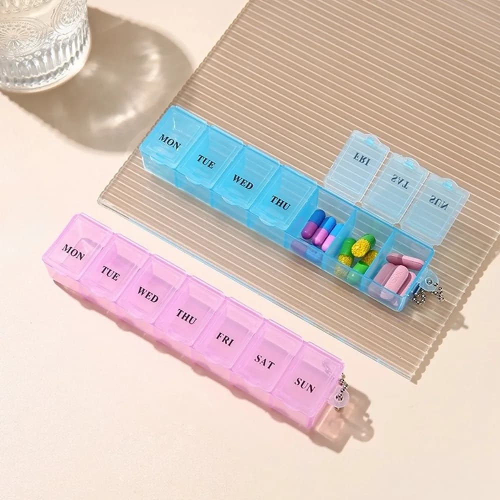 New Portapillole Weekly Portable Mini with 7 Departments, Container Organizer for Vitamins, Fish Oils and Supplements