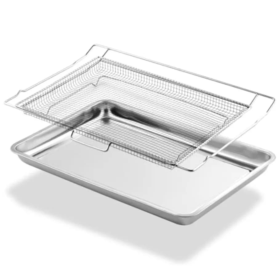 Vassoio di ricambio per friggitrice ad aria NX-AA5000RS aggiornato per forni Samsung GE, 24,7 x 16,5 pollici, in acciaio inossidabile 304, per friggitrice ad aria Samsung