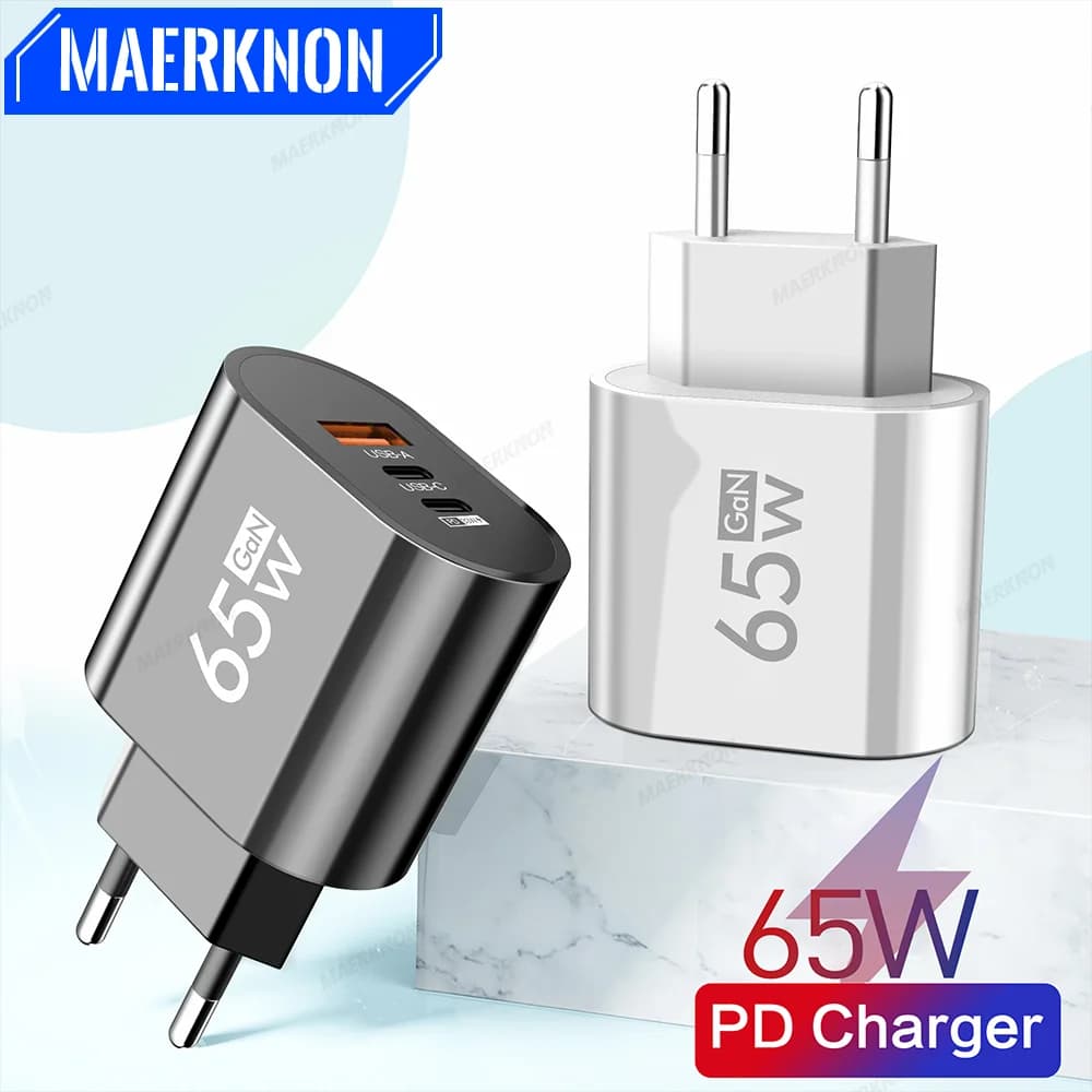 Caricabatterie USB 65W GaN ricarica rapida tipo C ricarica rapida 3.0 adattatore di alimentazione PD per iPhone Xiaomi Huawei Samsung Oneplus Phone Chager