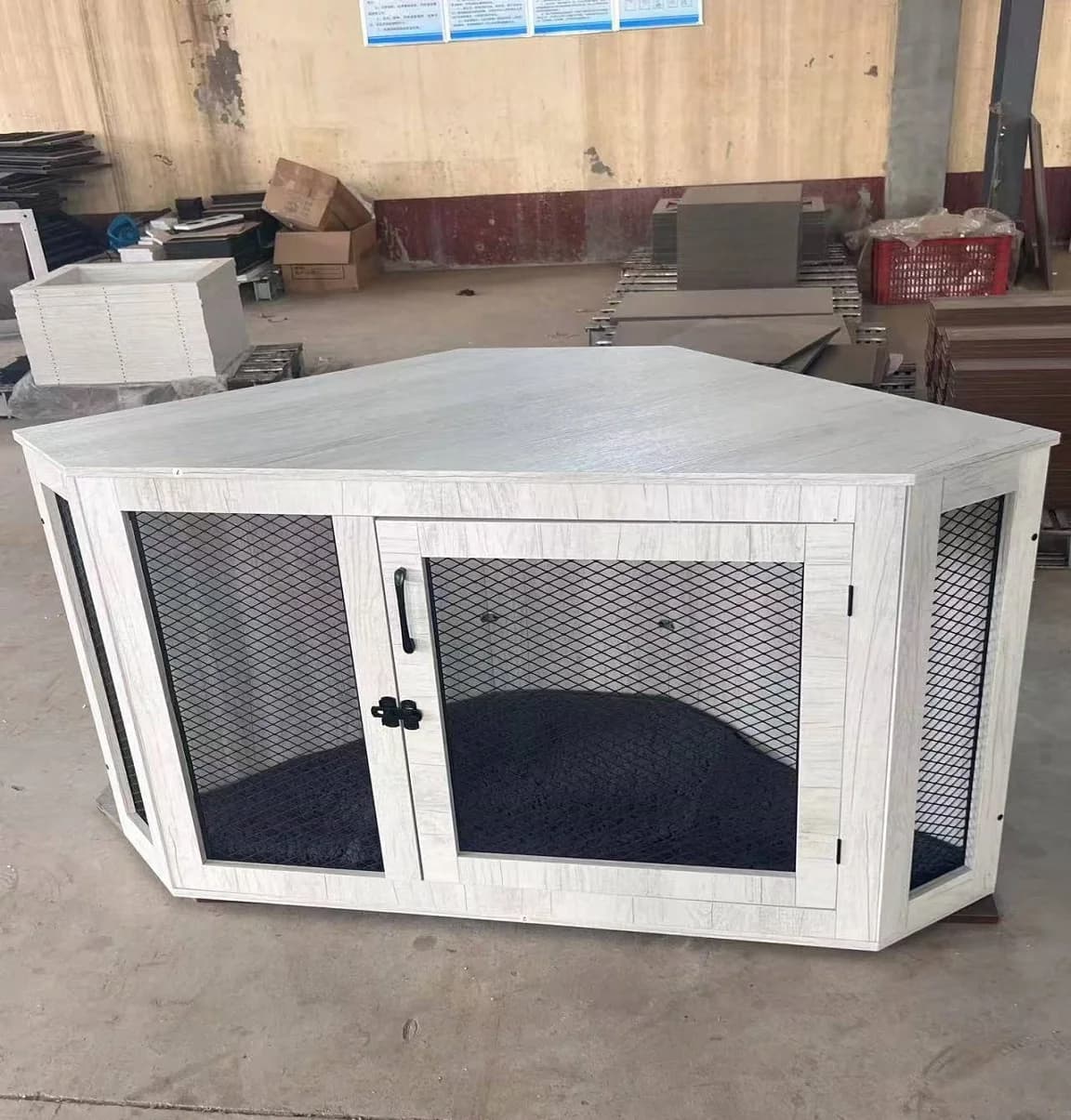 Mobile per Animali Domestici in Legno Personalizzabile, Stile Arredamento, Cuccia per Cani con Tavolino e Lettiera Nascosta