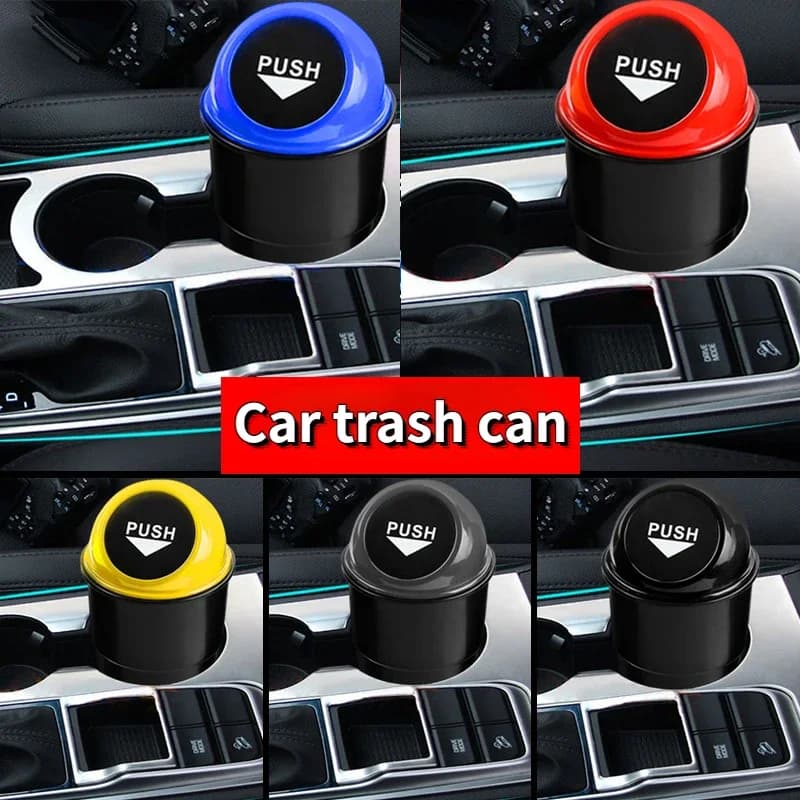 GEFENSI Car Garbage Can Bin With Lid, Leakproof Vehicle Automotive Cup Holder Car Trash Can, Small Trash Bin For Automotive Acce