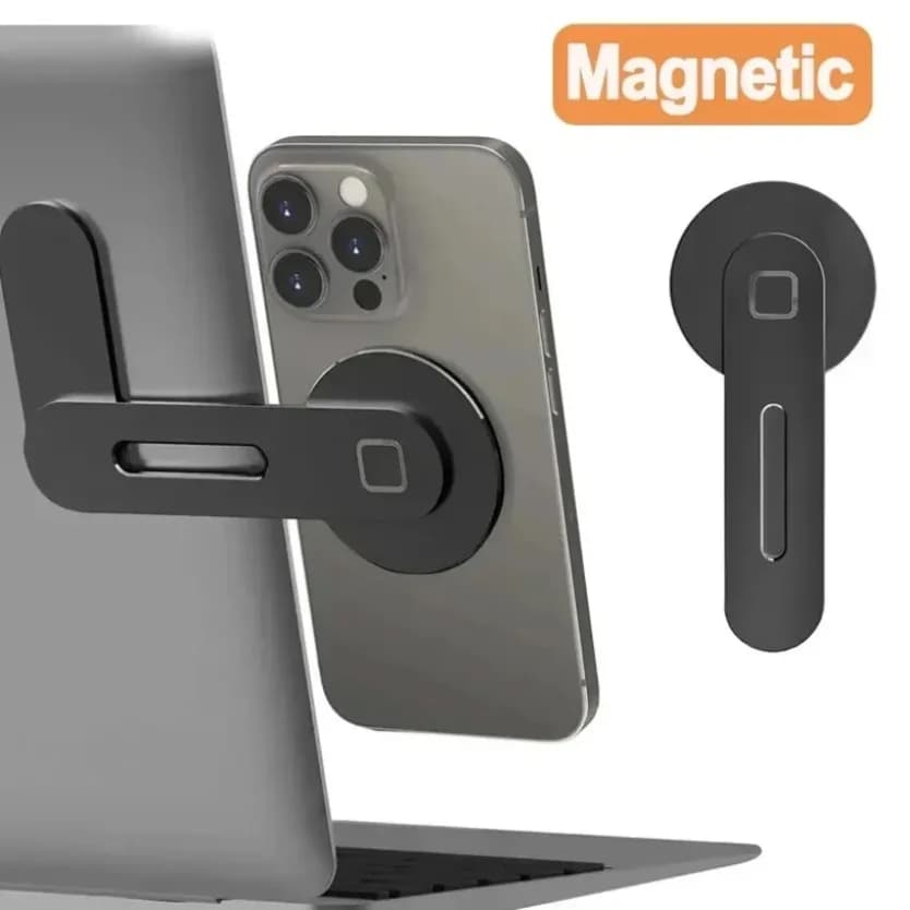 Monitor Side Bracket Magnetic Laptop Phone Holder Adjustable Magnet Mount Stand for iPhone Samsung Android Mobile Smart Phones