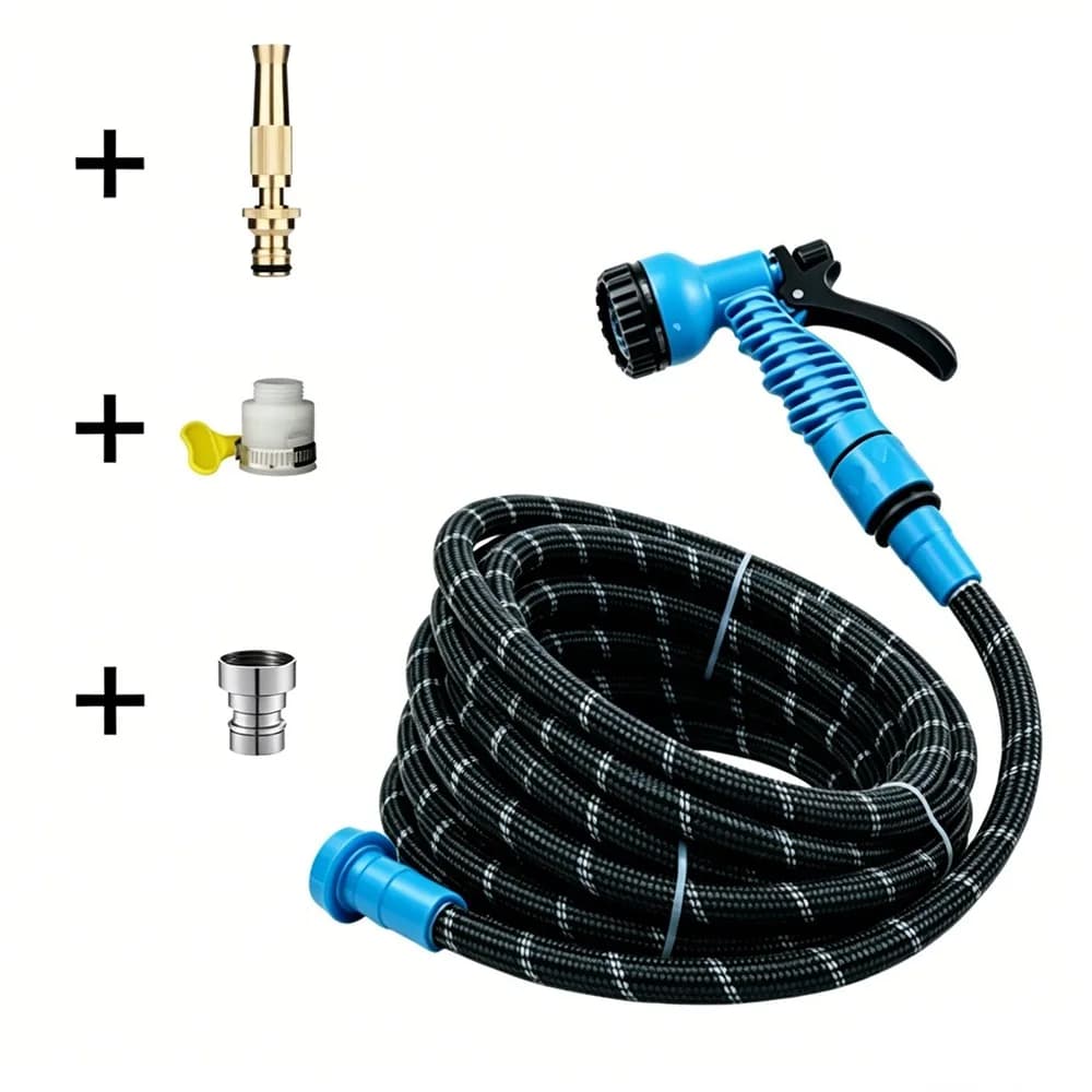 Tubo da Giardino 5-30M con Ugello Spray, Kit Irrigazione Automatica Flessibile Anti-Intasamento, Anti-Perdita, 7 Funzioni