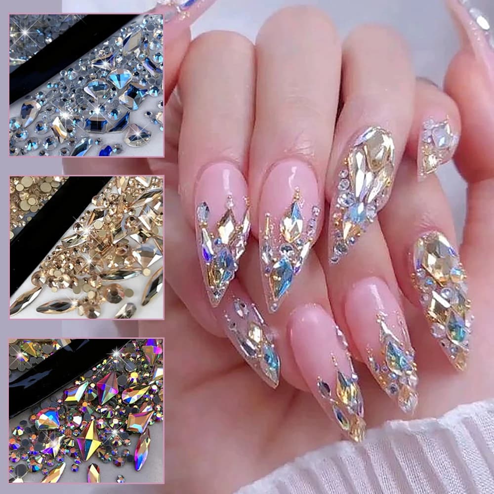 1 borsa/150 pz Misto Irregolare Del Chiodo Strass Art Charms 3D Oro/Aurora Moonlight Flatback Gemme Gioielli Per Il FAI DA TE Manicure HomeSalon