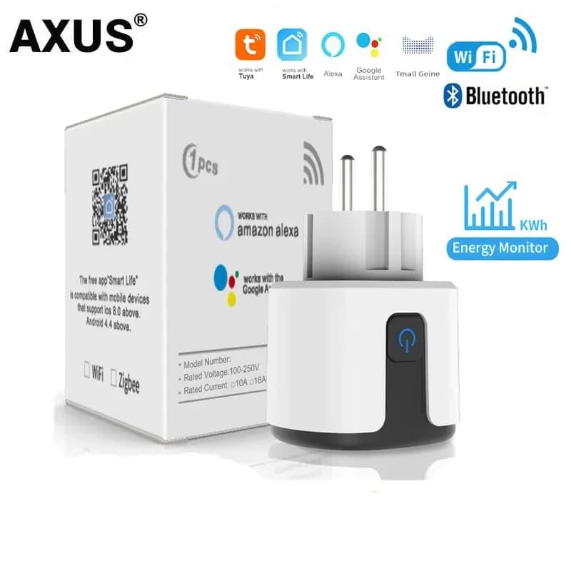 Smart WiFi AXUS 16A/20A Tuya EU, Wireless Remote Control via App, Voice Control and Timer