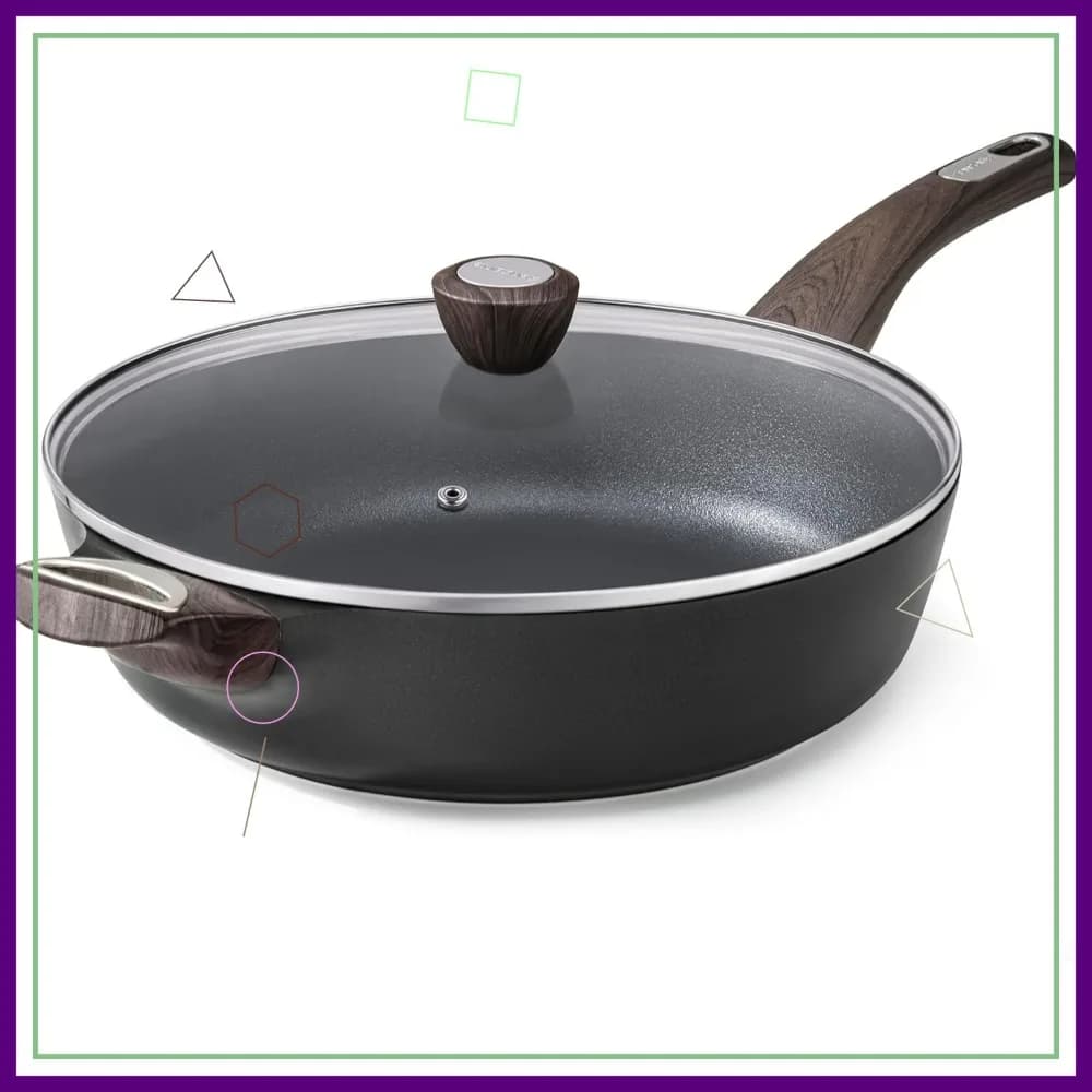 Large 12-inch Coperchio Anti-Fater, Compatible with Induction, PFOA and PFOS, for a Healthy Kitchen