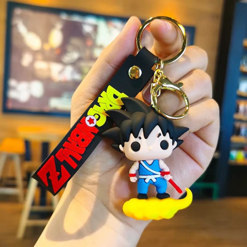 Ball Z Goku PVC Keychain 3D Cartoon Anime Figure Keyring for Kids Bag Car Key Holder - Cute Collectible Gift for Boys Girls