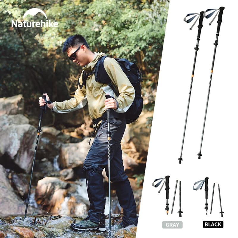 Naturehike Carbon Fiber Trekking Sticks, Ultralight Folding Sticks for Climbing and Hiking