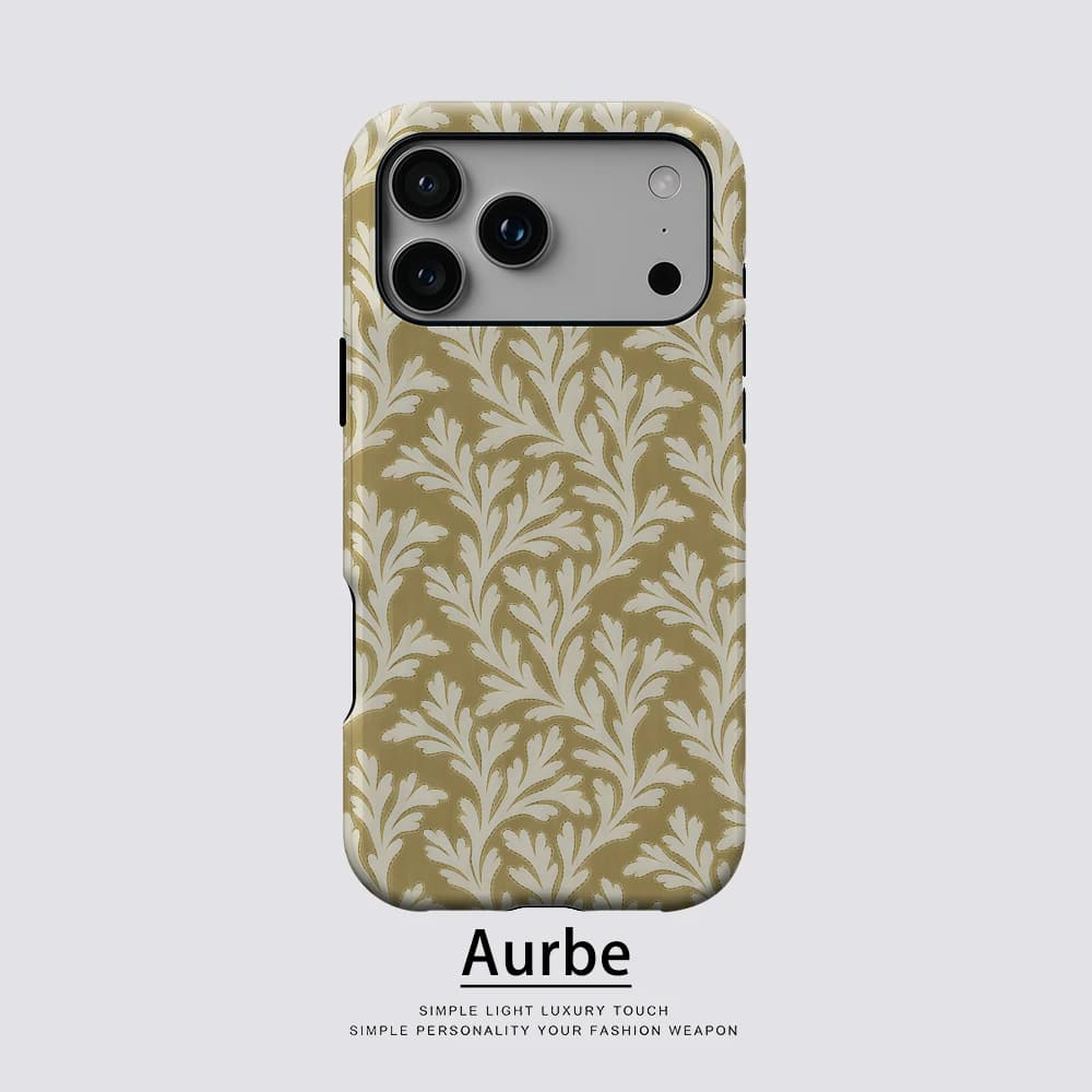 Gold White Leaves For Magnetic Phone Case For IPhone 17 16 15 14 13 Pro Max Plus Single Double-Layer Tough Case