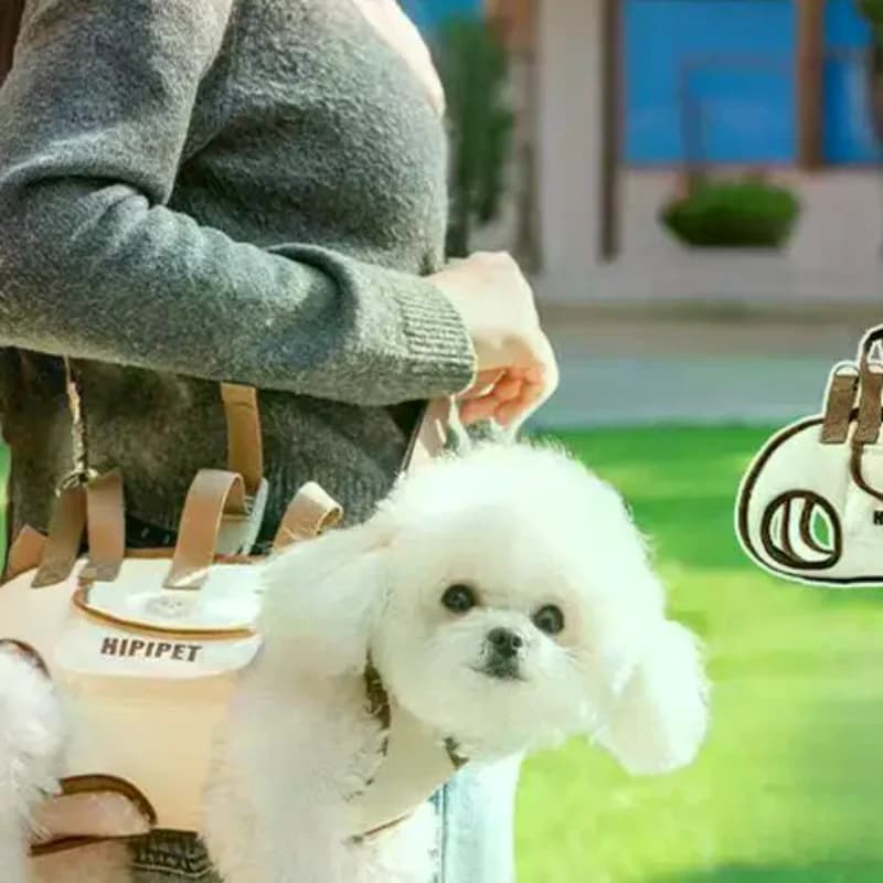 Borsa da trasporto portatile per animali domestici, cani e gatti, con clip per imbracatura, tracolla regolabile, per viaggi, escursioni e uso quotidiano
