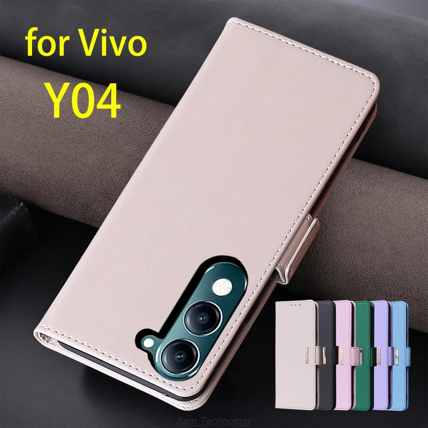 Custodia in pelle con fibbia magnetica per Vivo Y04 4G / Y29s 5G Portafoglio RFID BLOCCO Flip Cover femminile Semplice Capa Fundas Coque