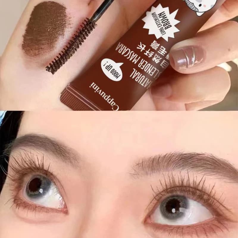Long-lasting Brown Mascara for Eyelashes, Extension Eyelashes, Eye Makeup Brush, Long-Term Black Mascara for Curved Eyelashes