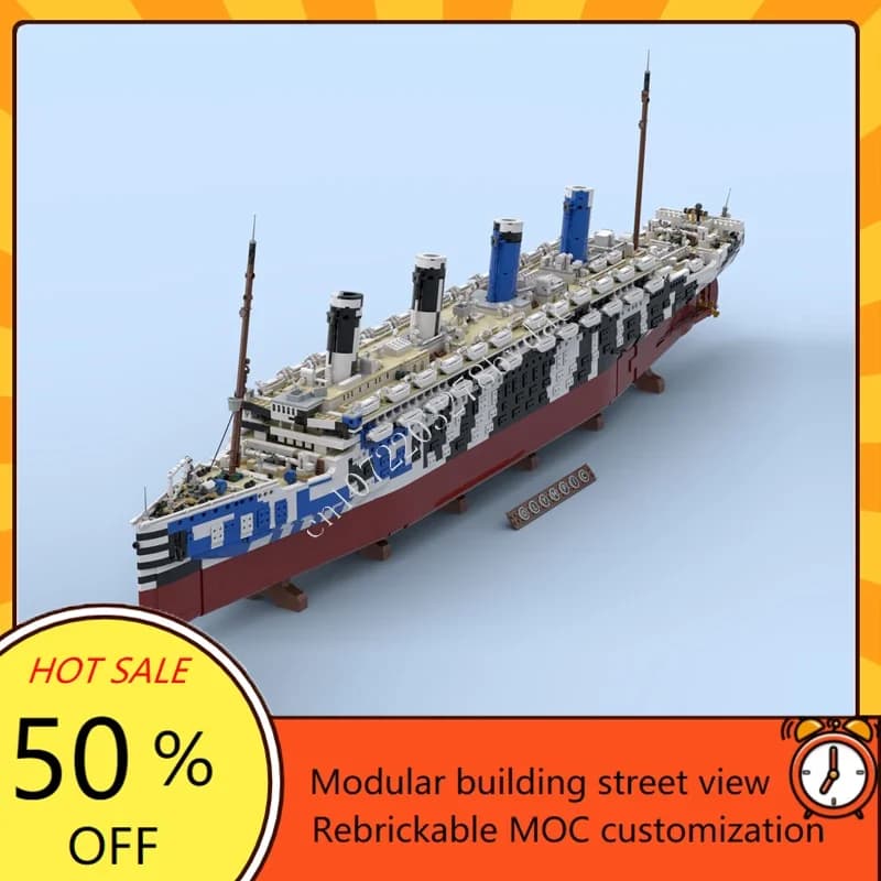 10615PCS MOC HMT Olympus Titanic Kit modello di nave da guerra personalizzato Assemblaggio tecnico fai da te Set di puzzle Giocattolo creativo per bambini Regalo di Natale