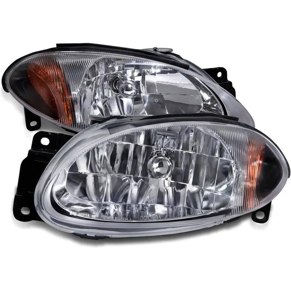 Fari Compatibili con Ford Escort 1998-2003, Alloggiamento Cromato, Alogeni, Lato Sinistro Guida e Lato Destro Passeggero, Gruppo Faro Completo