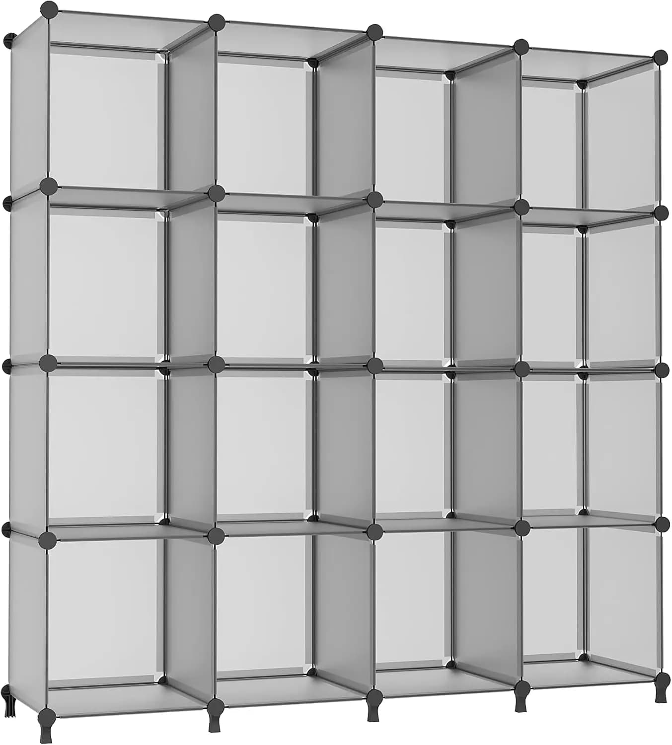 Organizzatore di stoccaggio impilabile a 16 cubi, ripiani portatili fai-da-te per camera da letto, armadio, bagno, grigio