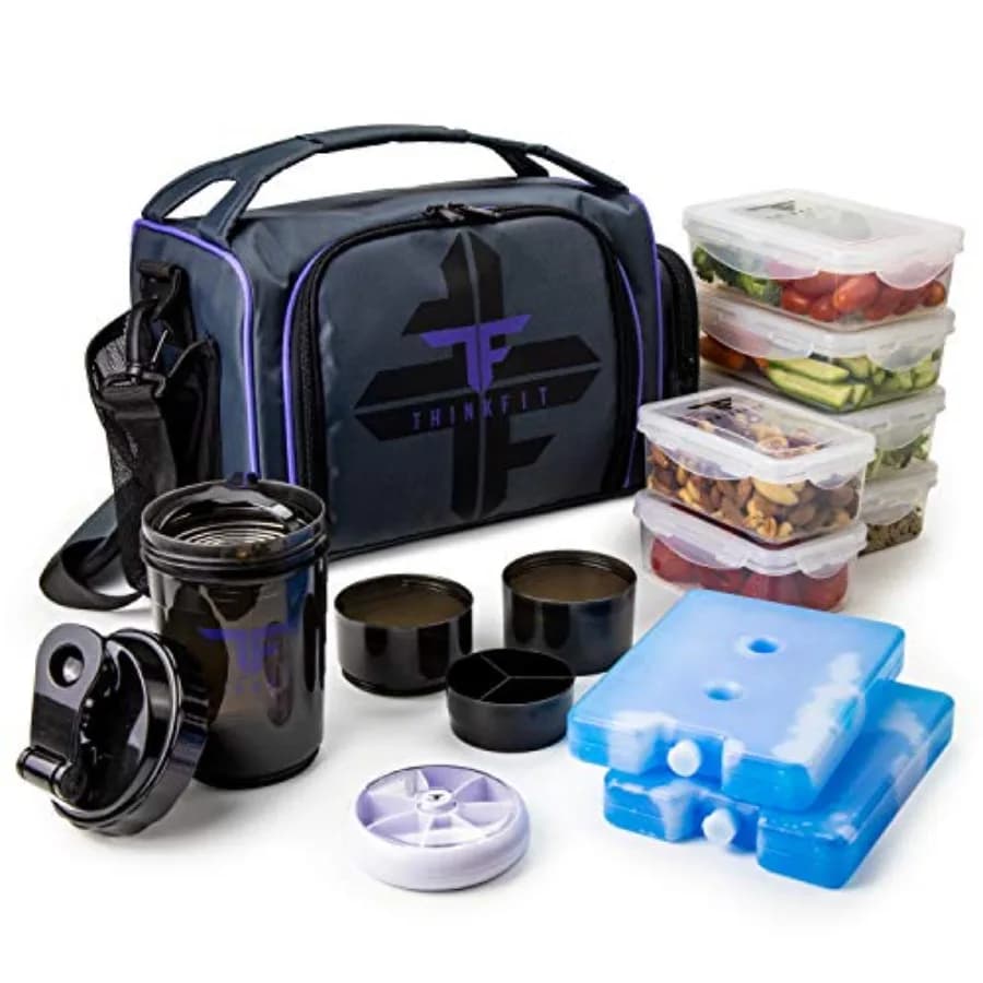 Contenitore Termico per Pranzo con 6 Scomparti per il Controllo delle Porzioni - Senza BPA, Riutilizzabile, Adatto a Microonde e Congelatore - Con Funzione Agitazione