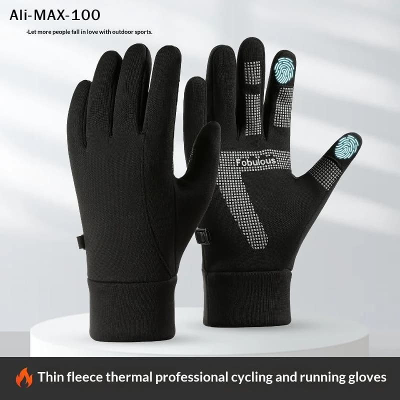 'AM3' Outdoor cycling winter shoes, gym, fitness, sport, running, anti-slip hot gloves for touch screen, motorcycle gloves, man, black
