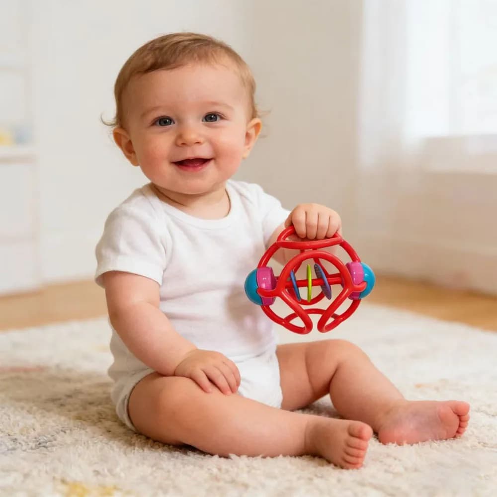 Pallina Sonaglio per Neonati, Giocattolo Sensoriale da Afferrare, Massaggiagengive per lo Sviluppo Precoce, Giocattoli per Bambini e Bambine