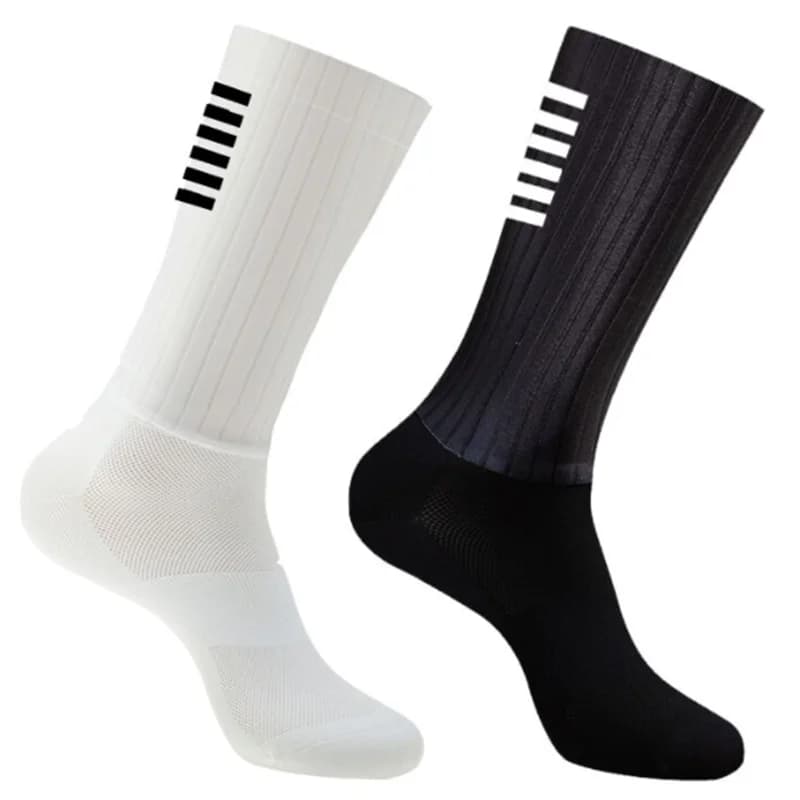 Calzini aerodinamici estivi in silicone antiscivolo Calzini da ciclismo Whiteline da uomo Sport da bicicletta Calzini da bici da corsa Calcetines