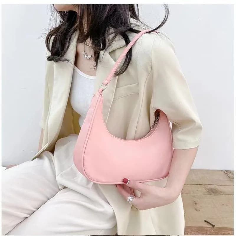 Nylon Shoulder Bag Women's 2026 New Trendy Dumpling Bag Lightweight Small Underarm Bags Macron Color Women Handbags