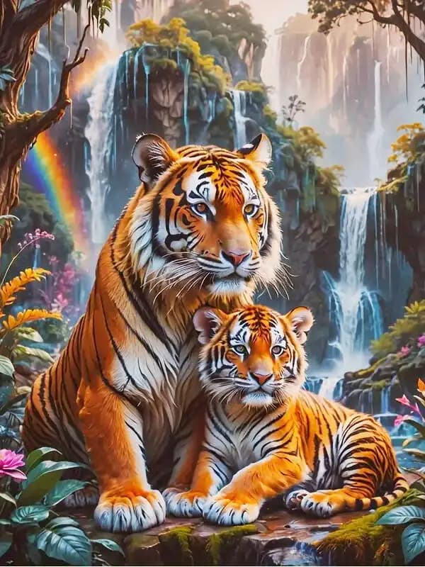 Tiger Mother and Child Landscape 500/1000/1200/2000 PCS Jigsaw Puzzles Family Activity Games for Gameroom Bedroom Gifts