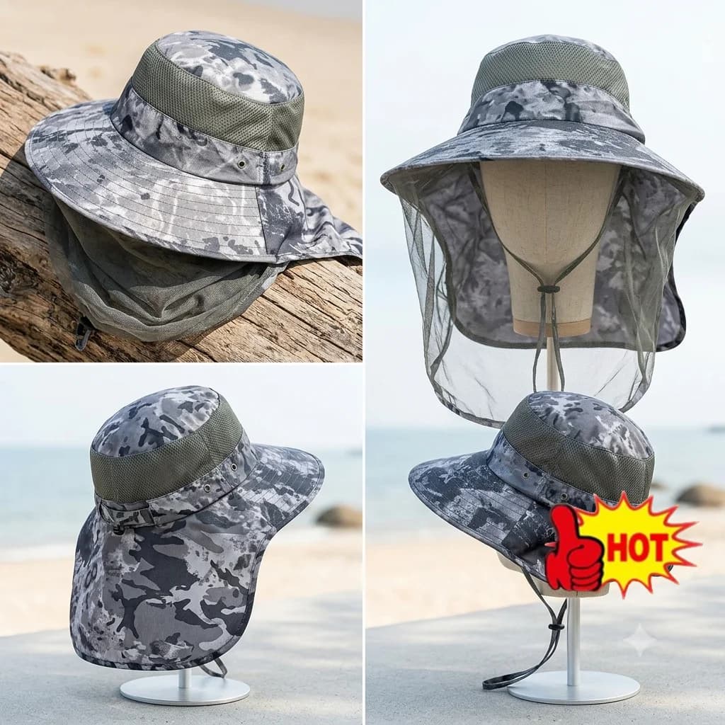Foldable Mosquito Hat With Hidden Net Mesh UV Repellent Insect Bee Protection Outdoor Visor Bucket Hat Fishing Cap Wholesale