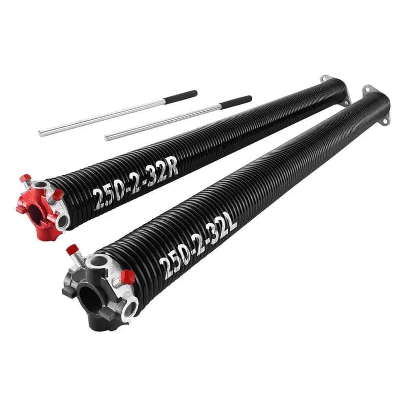 Torsion springs for garage doors Φ 6.35 x Φ 50.8 x 813 mm, 16000 cycles, electrophoretic coated, black, for replacement, garage door springs with non-slip winding rods, gloves