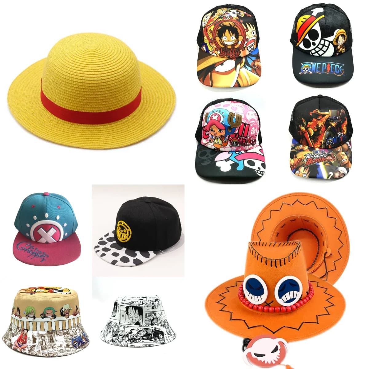 Cappello di paglia Anime Luffy per uomo e donna, cappelli cosplay a tema cartone animato, cappelli parasole estivi, accessori per performance per ragazzi e adulti